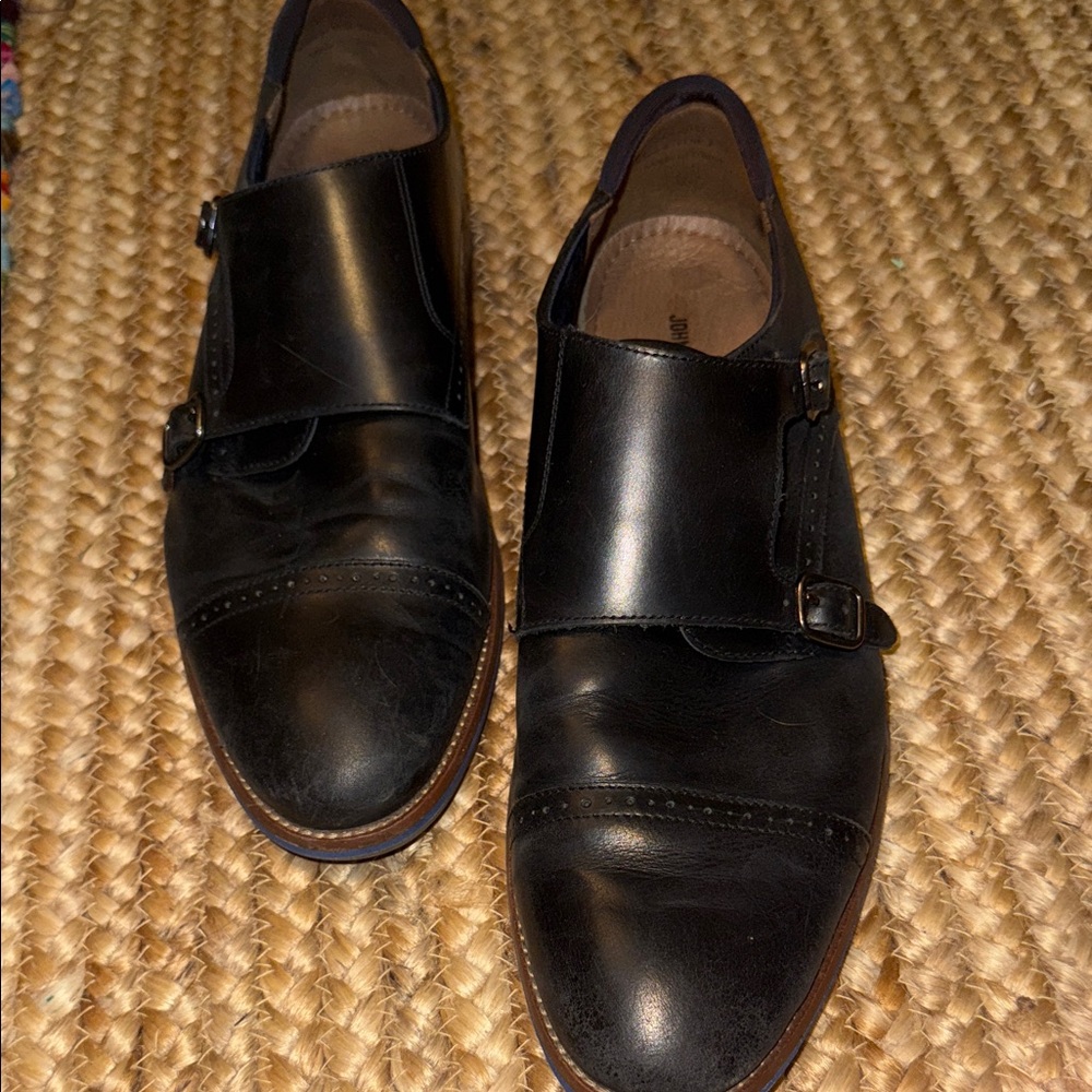 Johnston & Murphy‎ Black Leather Monk Strap Oxfords